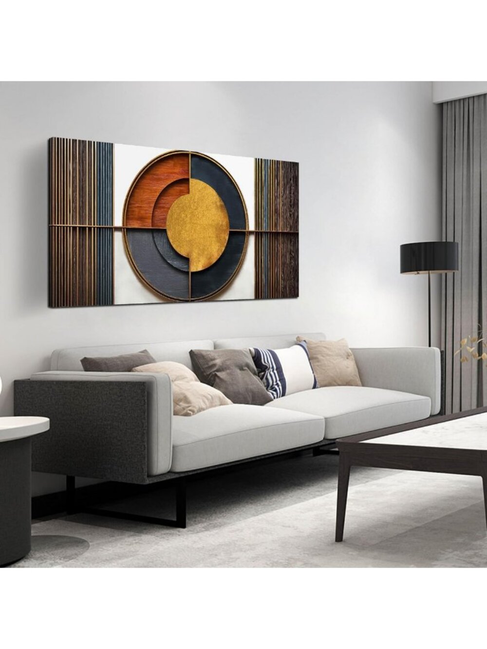 Large Geometric Canvas Wall Art for Living Room & Bedroom - Modern Framed Decor